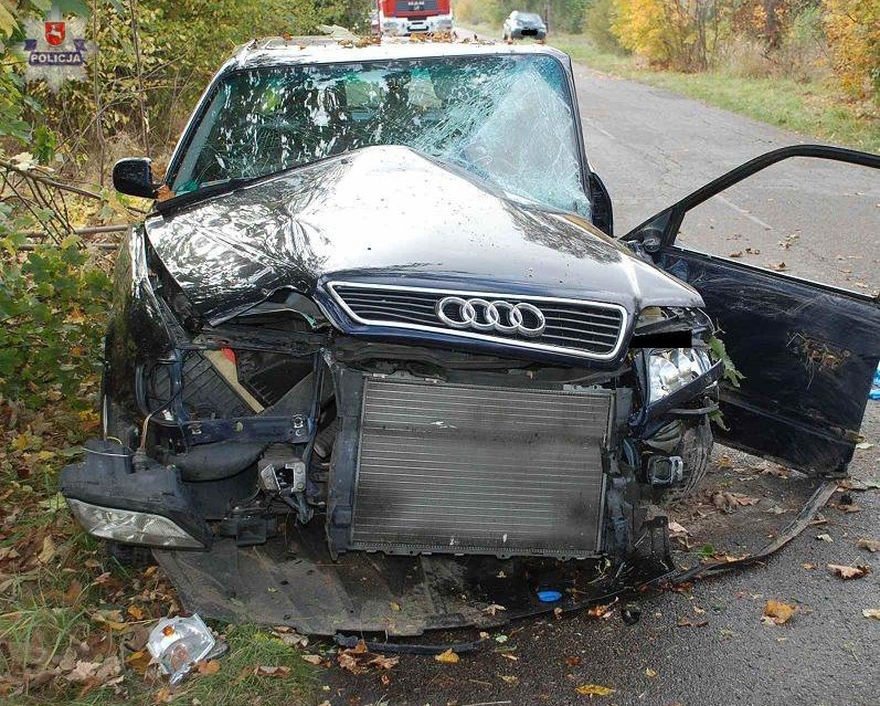 Auto uderzyło w przydrożne drzewo - Zdjęcie główne