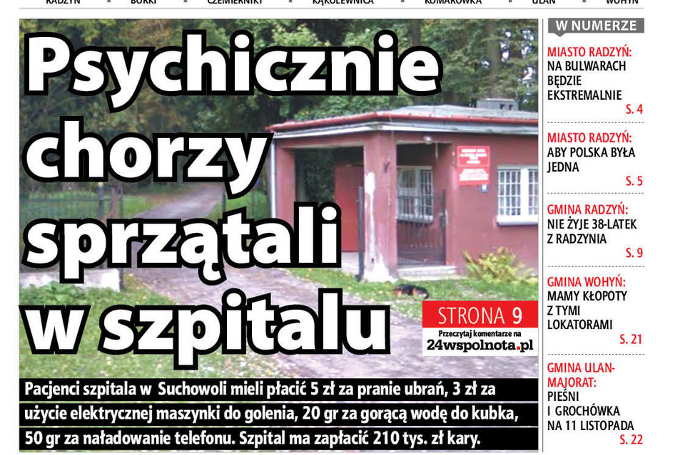 Psychicznie chorzy pacjenci sprzątali w szpitalu - Zdjęcie główne