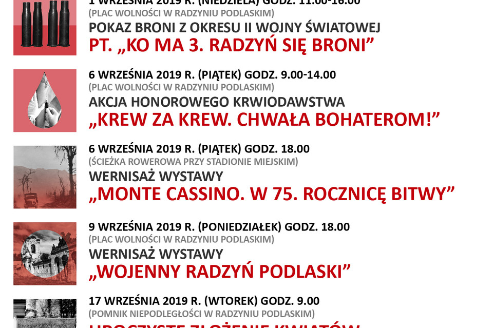 Zaproszenie: Radzyńskie obchody 80. rocznicy wybuchu II wojny światowej - Zdjęcie główne