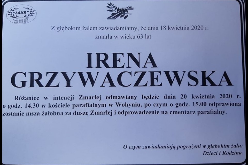 Zmarła Irena Grzywaczewska - Zdjęcie główne