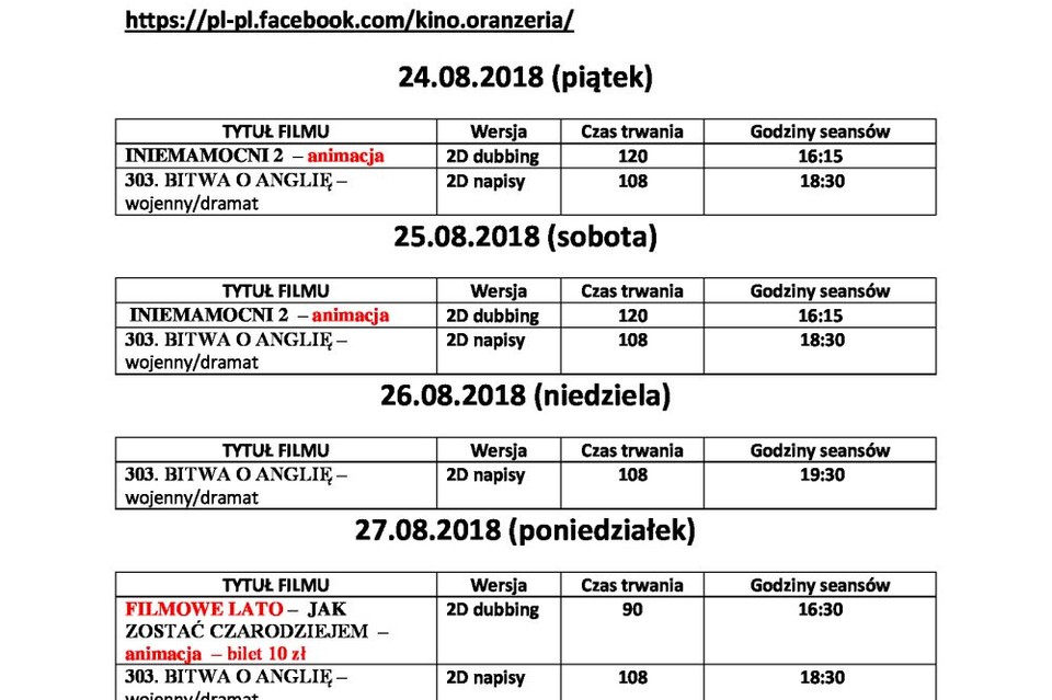 Repertuar kina Oranżeria - Zdjęcie główne