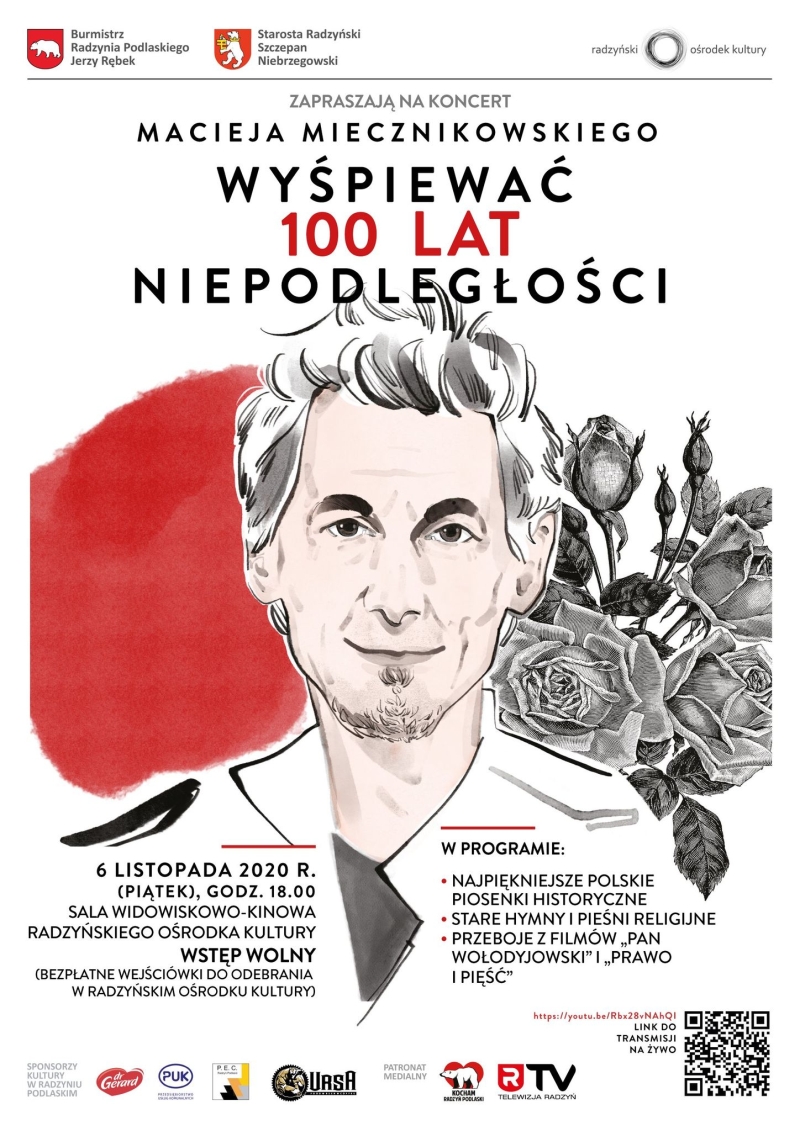  Radzyński koncert Macieja Miecznikowskiego „Wyśpiewać 100 lat niepodległości” będzie można zobaczyć  on line  - Zdjęcie główne