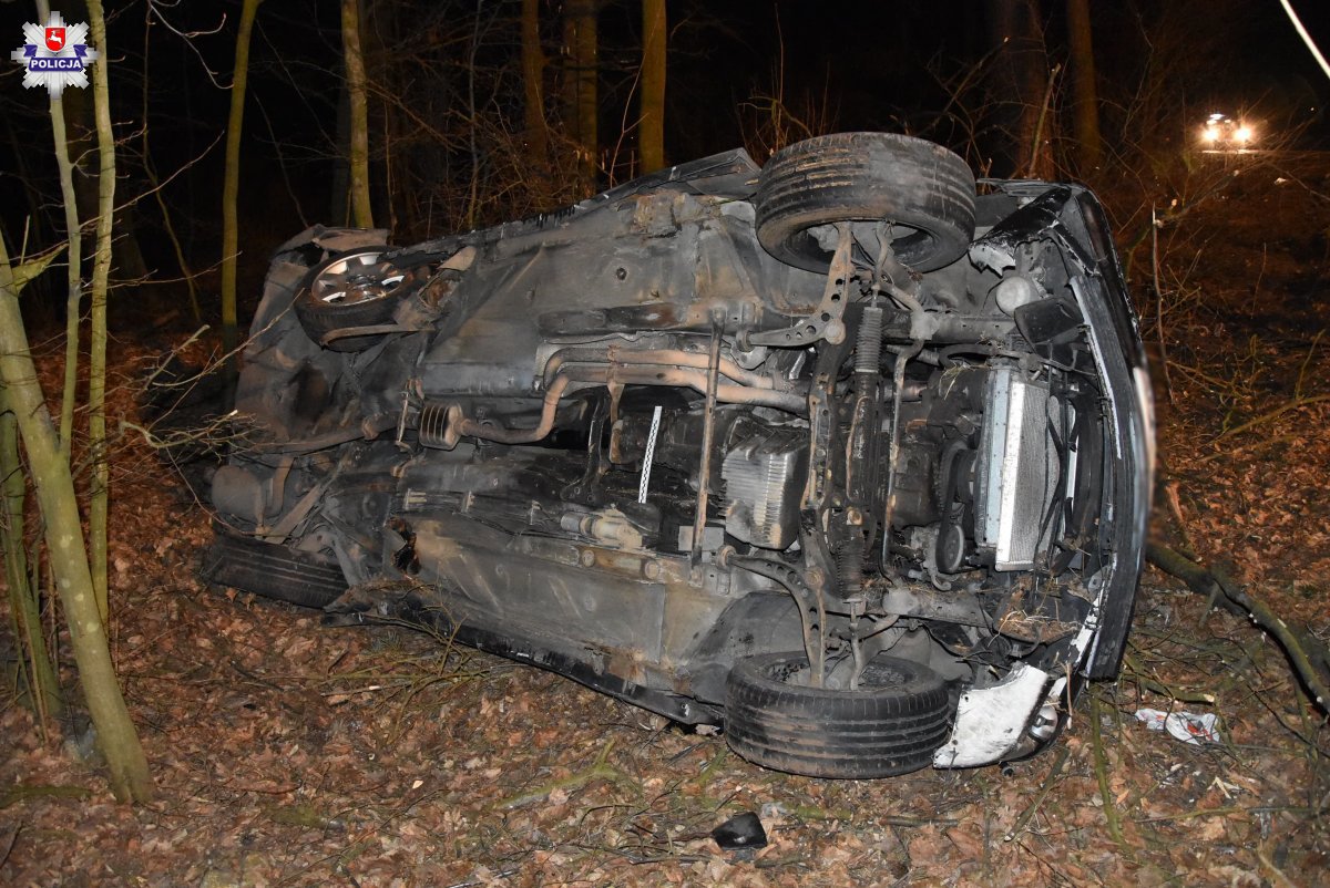 Borki: Pijany 21-latek w BMW. Wypadł z drogi i uderzył w drzewo - Zdjęcie główne