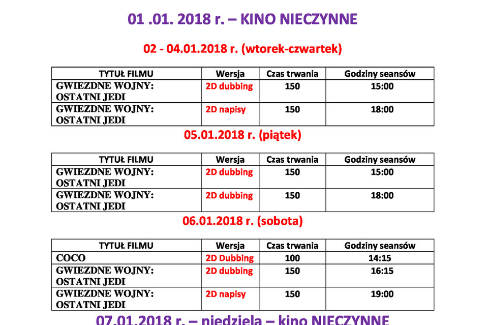 Repertuar Kina Oranżeria: 2-8 stycznia - Zdjęcie główne