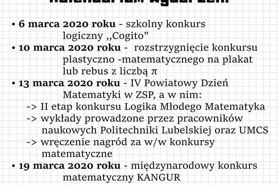 IV Powiatowy Dzień Matematyki największej lubelskiej szkoły ponadpodstawowej - odwołany - Zdjęcie główne