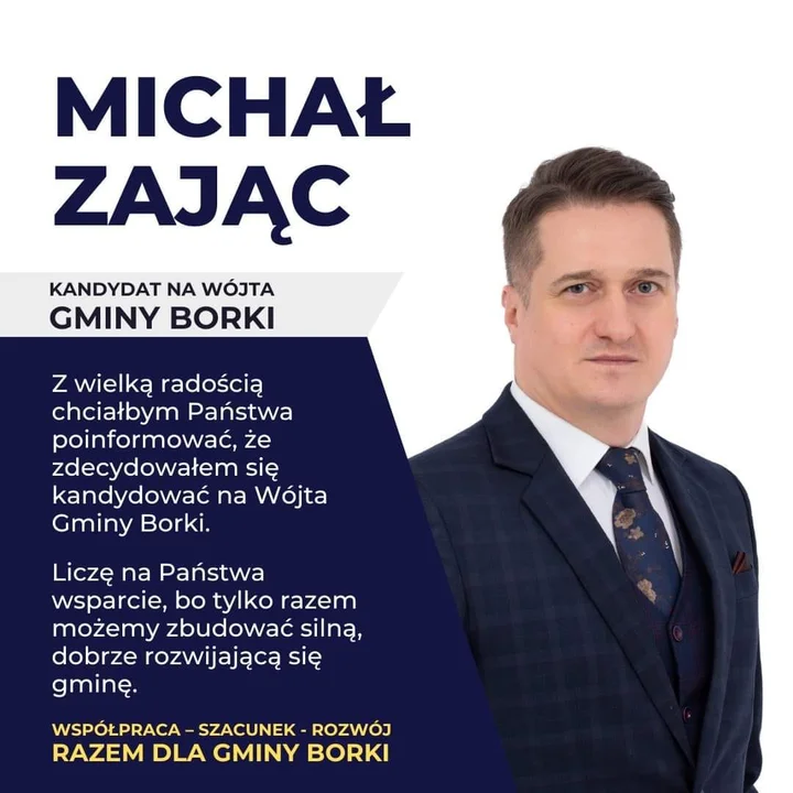 Michał Zając a nie Radosław Sałata ( PiS)chce zostać wójtem gminy Borki. Emil Oleśkiewicz  startuje do powiatu, Mirosław Piasko ( bezpartyjni)  też - Zdjęcie główne