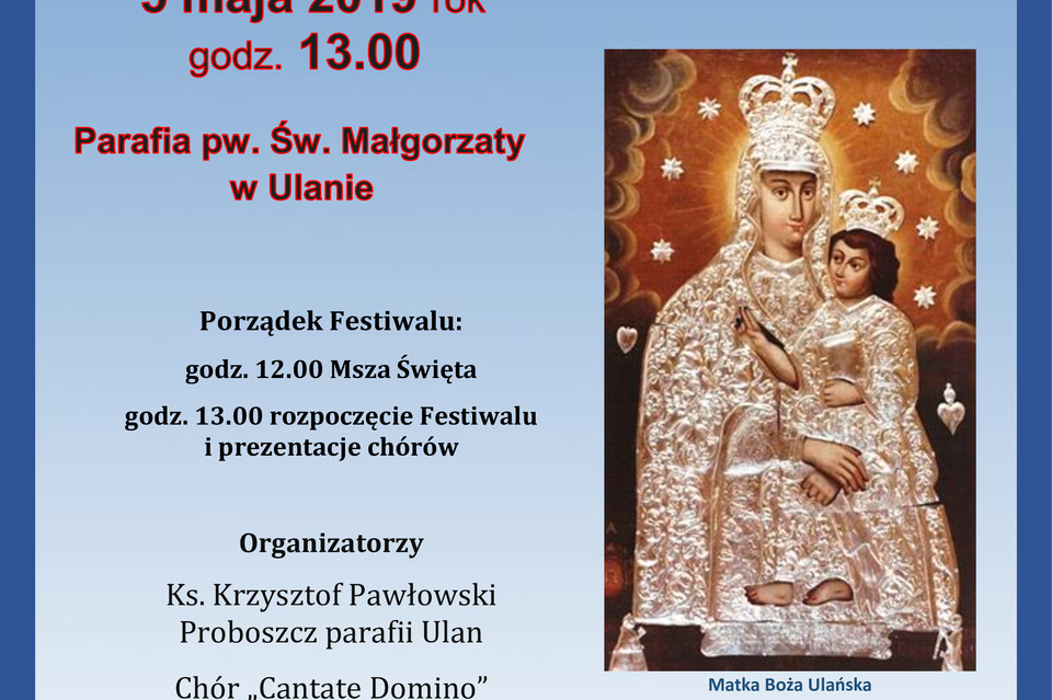 III Festiwal Pieśni Maryjnej w barokowym kościele w Ulanie - Zdjęcie główne