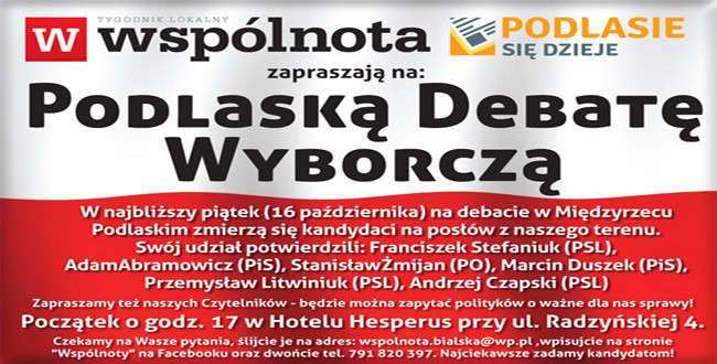 Podlaska Debata Wyborcza - nie może zabraknąć i Ciebie - Zdjęcie główne