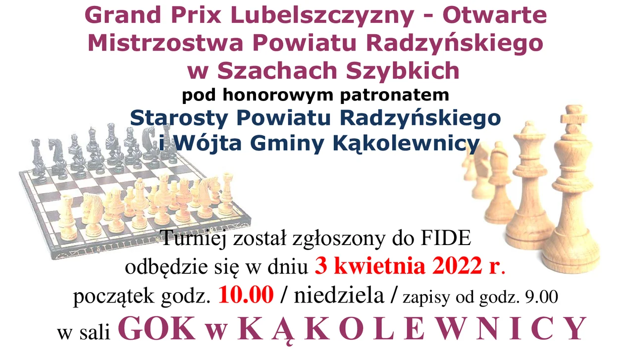 W niedzielę Otwarte Mistrzostwa Pow. Radzyńskiego w Szachach Szybkich - Zdjęcie główne