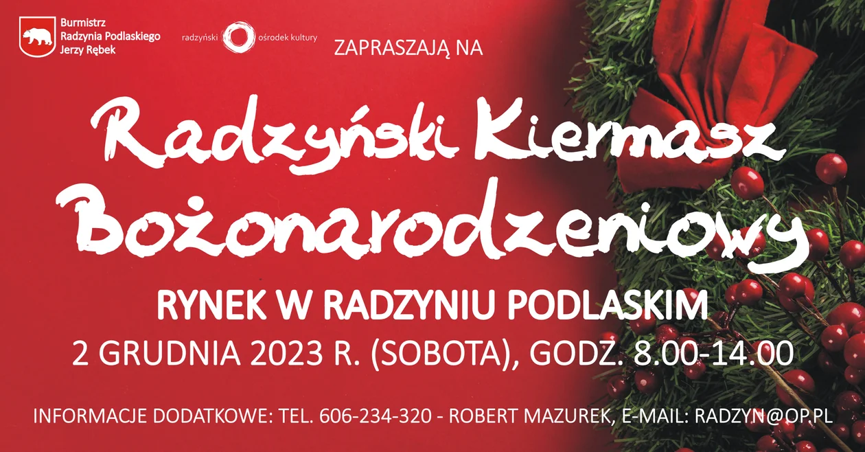 Zaproszenie na Radzyński Kiermasz Bożonarodzeniowy 2023 - Zdjęcie główne