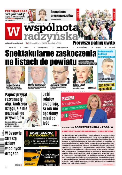 Najnowsze wydanie Wspólnoty Radzyńskiej 12 marca 2024r - Zdjęcie główne