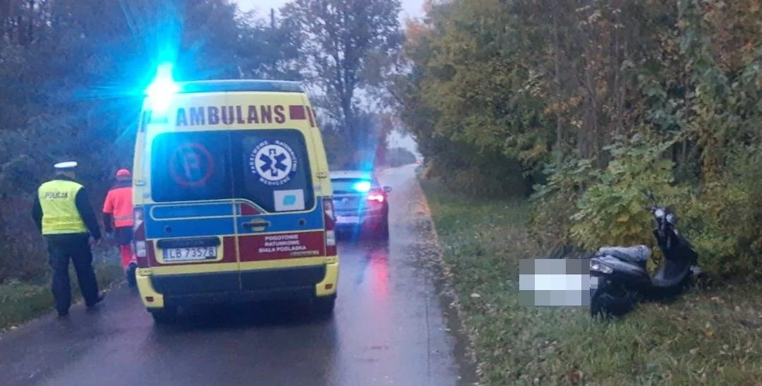 Powiat radzyński: Tragiczny wypadek z udziałem motorowerzysty. Mężczyzna zginął na miejscu - Zdjęcie główne
