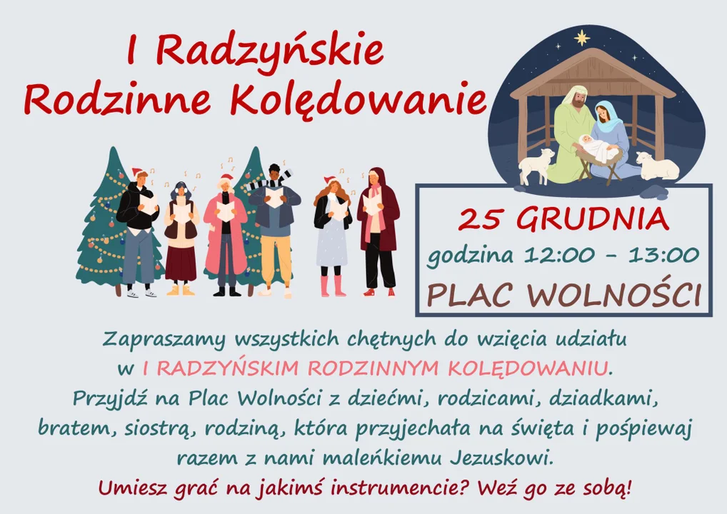 Przyjdź zaśpiewać Jezuskowi. Zaproszenie na  I Radzyńskie Rodzinne Kolędowanie - Zdjęcie główne