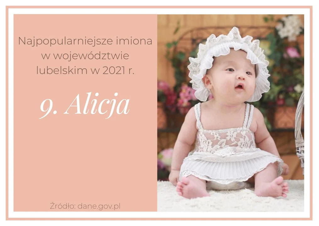 Imię Alicja zostało nadane w 2021 r. w województwie lubelskim 309 razy
