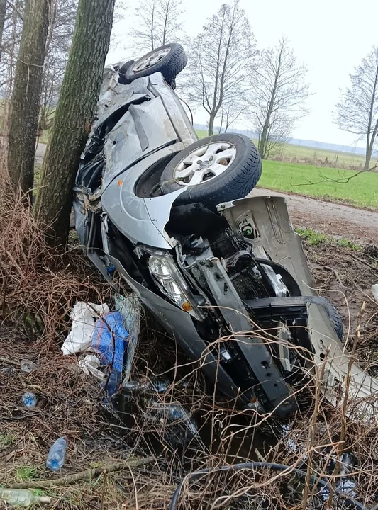 Powiat radzyński: Pijany kierowca roztrzaskał auto na drzewie