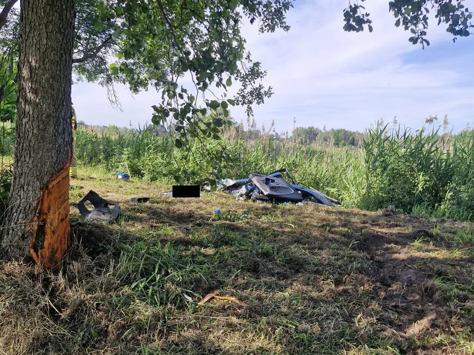 Ryki: Kierowca zasłabł za "kółkiem". Samochód dachował i wjechał do stawu