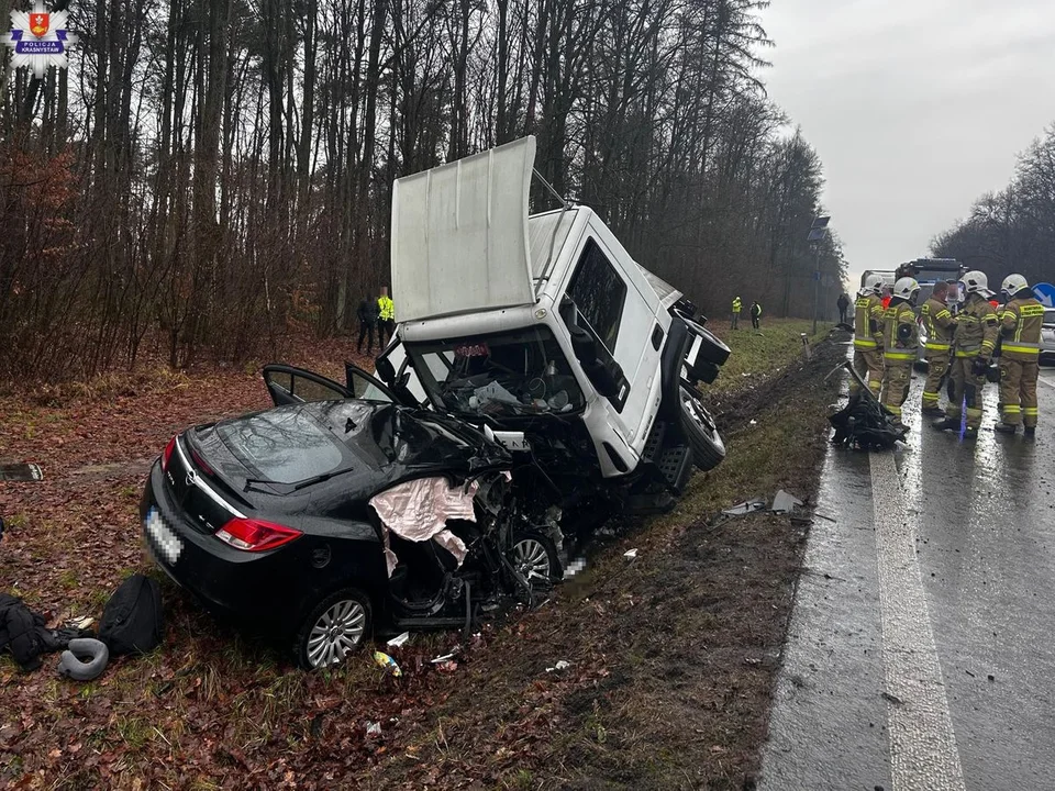 Lubelskie: Czołówka osobówki i ciężarówki na krajowej 17-stce. 2 osoby w ciężkim stanie - Zdjęcie główne