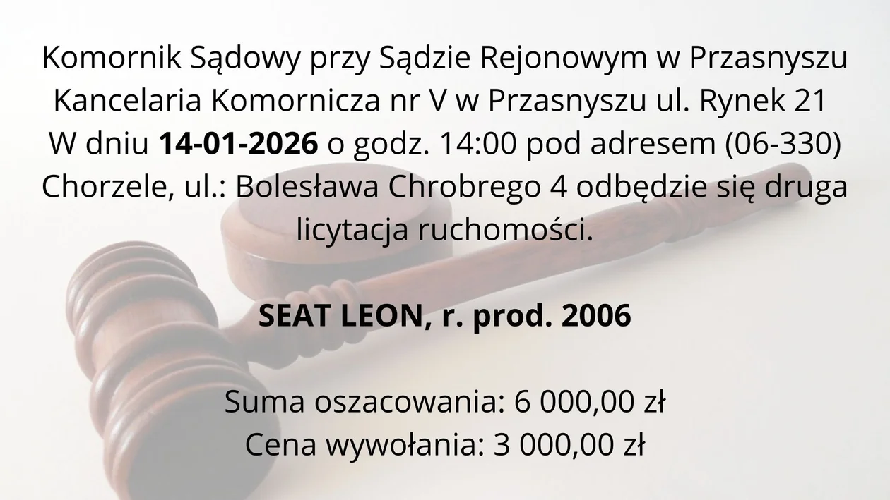 Licytacje komornicze aut