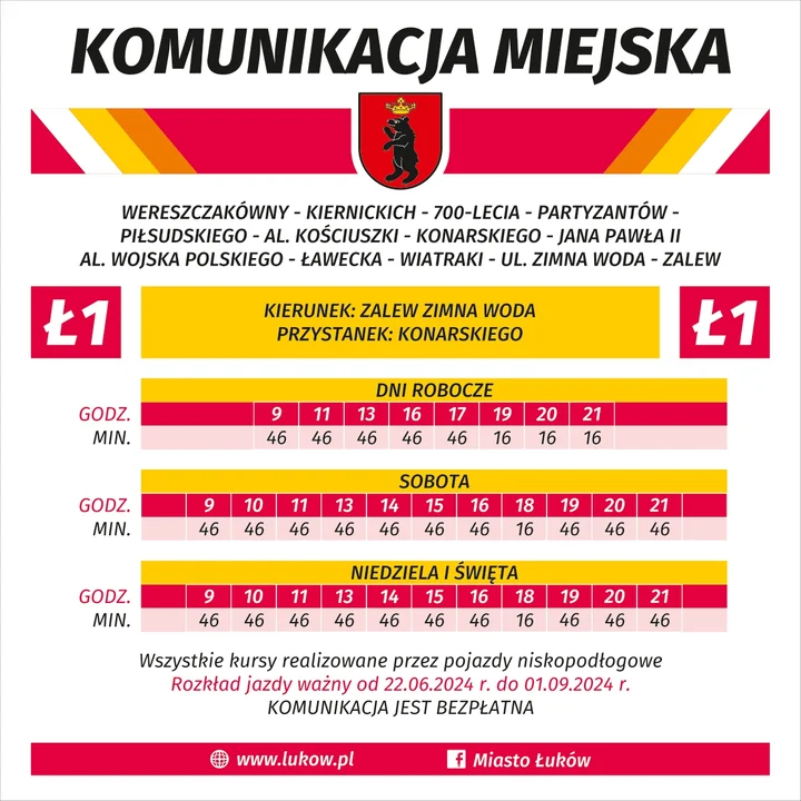 Ł1: rozkład jazdy od 22 czerwca 2024 r.