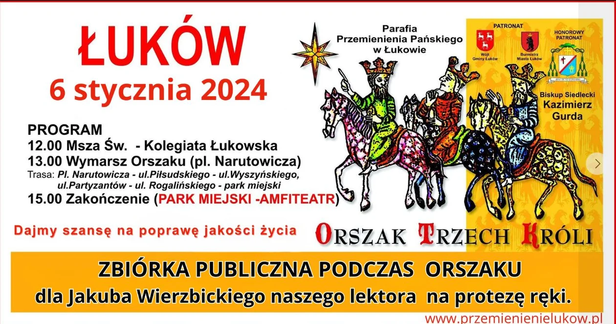 W sobotę 6 stycznia ulicami Łukowa przejdzie Orszak Trzech Króli. Będzie także zbiórka na protezę ręki dla Kuby Wierzbickiego - Zdjęcie główne