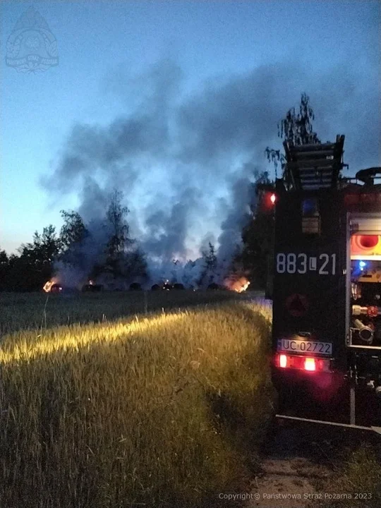 Powiat radzyński: Na polu paliły się bele słomy. Ogień gasiło kilka zastępów straży pożarnej