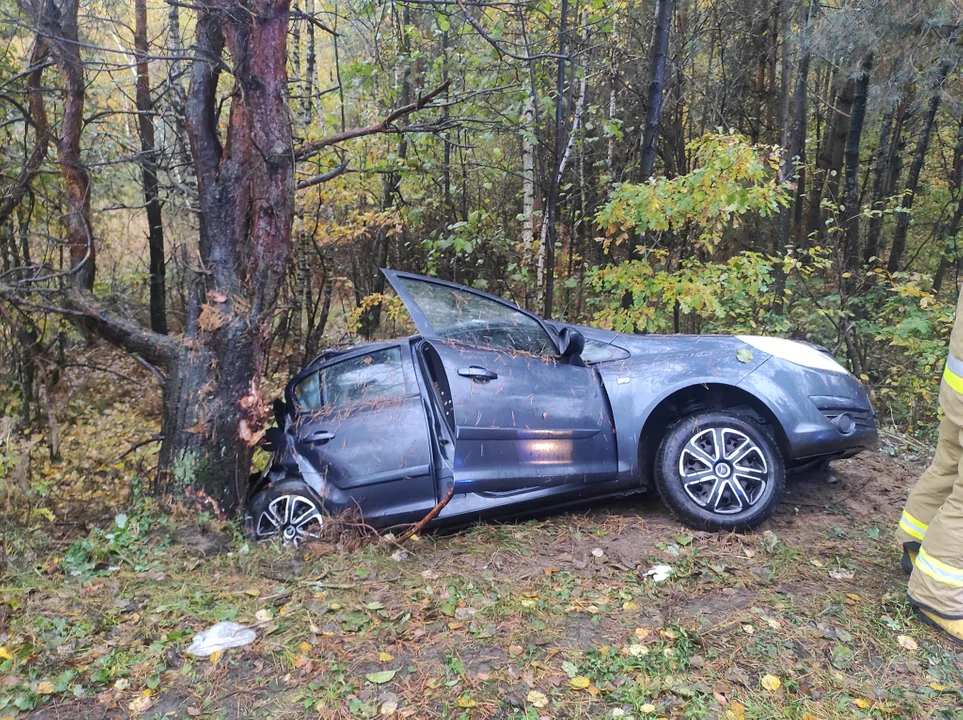 Wypadek w Anoninie. Opel corsa uderzył w drzewo - Zdjęcie główne