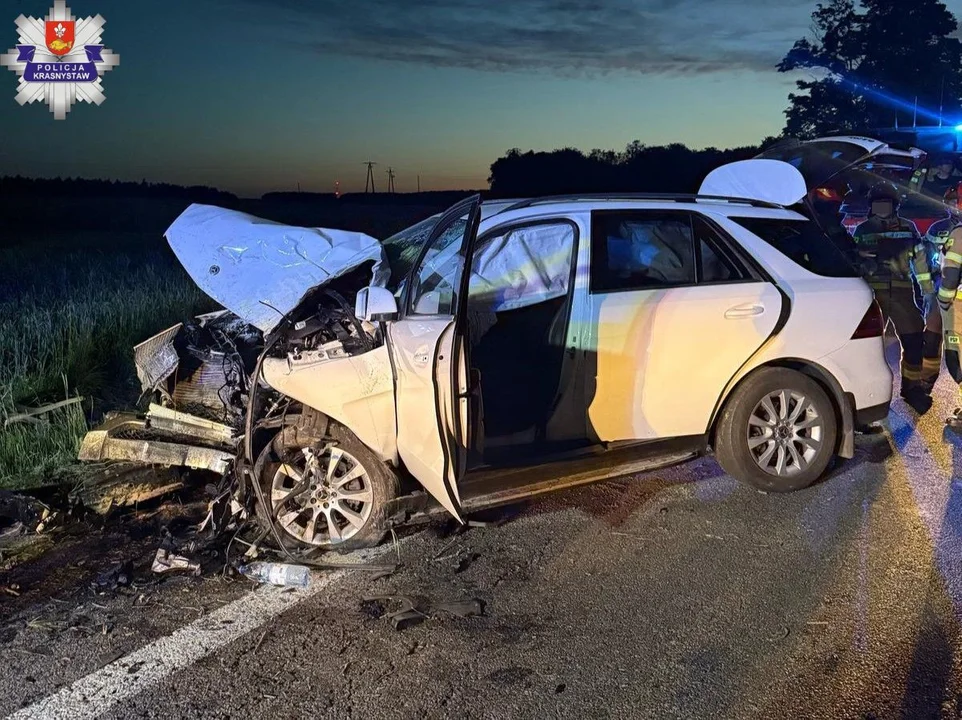 Lubelskie: Mercedes wjechał w drzewo. Jedna osoba w szpitalu