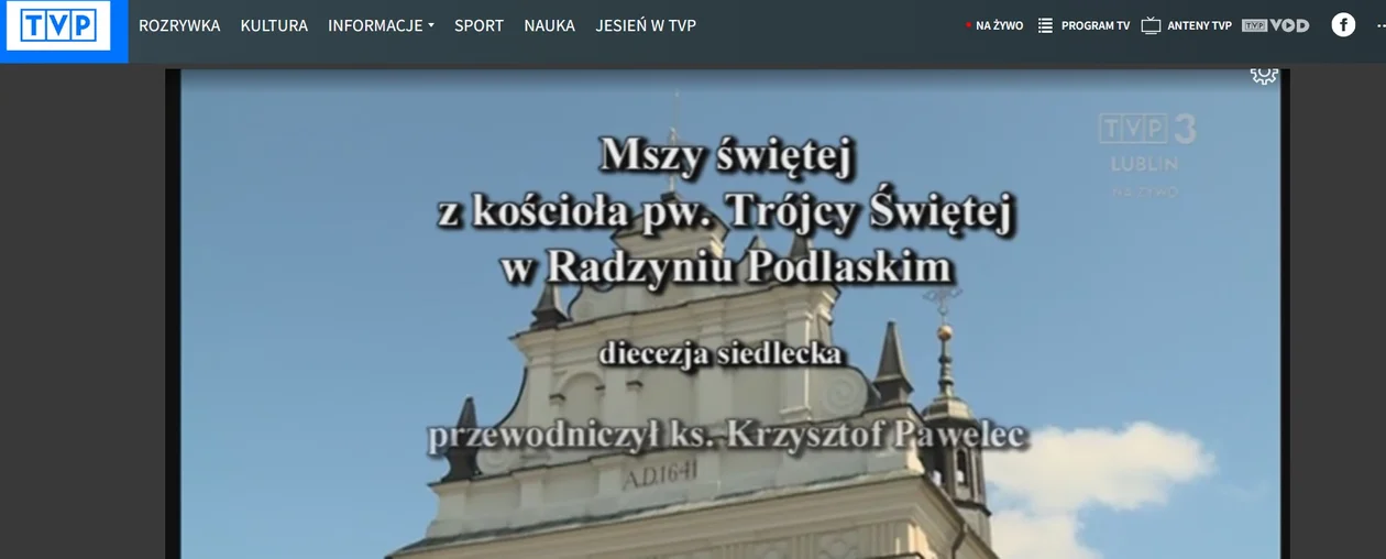Zakończyła się transmisja TVP 3 Lublin niedzielnej mszy świętej z radzyńskiego kościoła pw. Trójcy Świętej - Zdjęcie główne