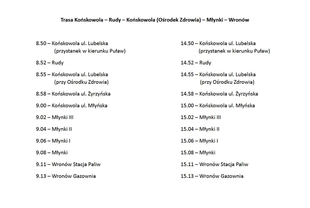 Transport na wybory w Gminie Końskowola