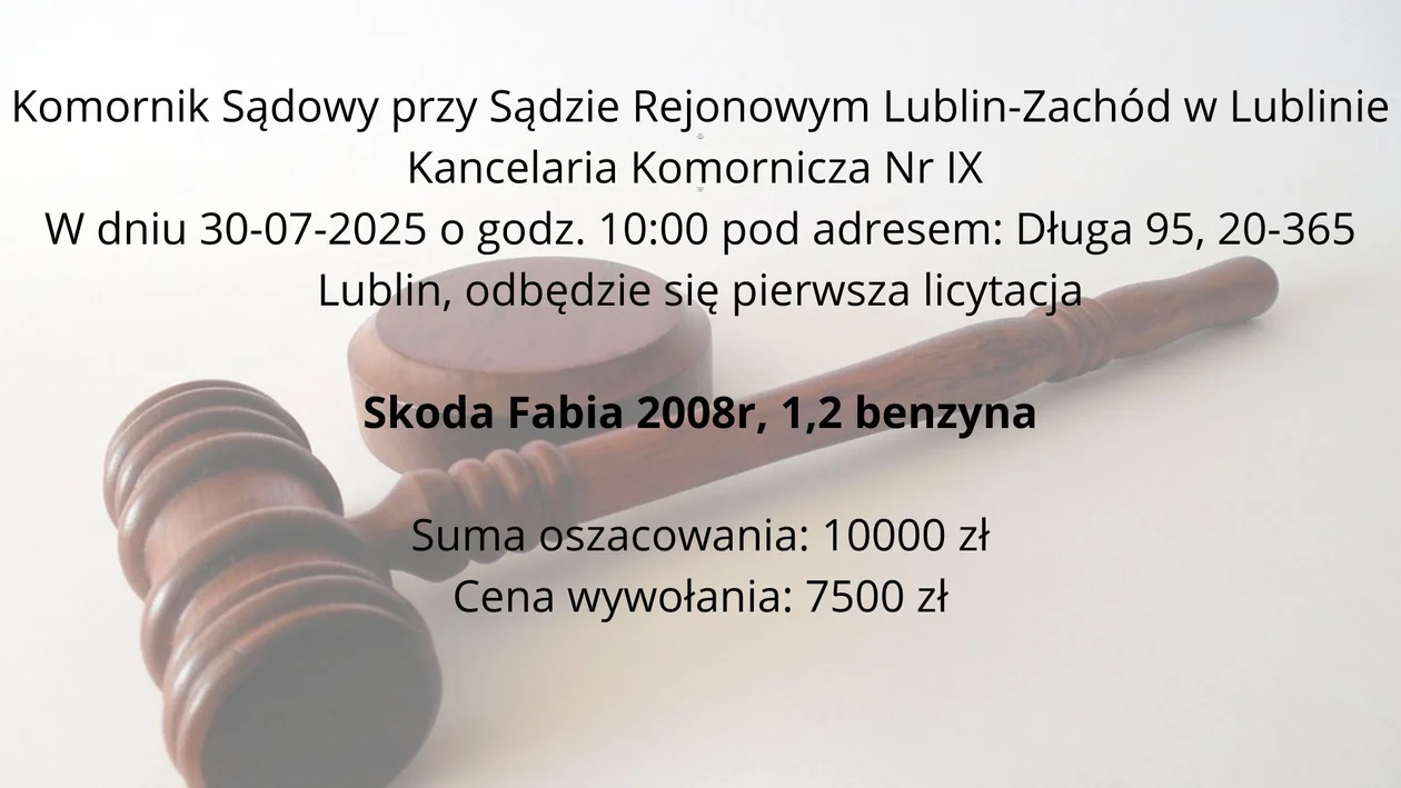 Licytacje komornicze aut