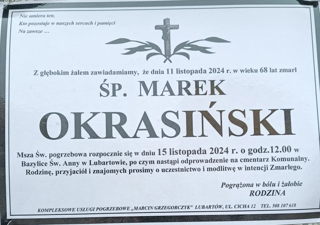 Zmarli z Lubartowa w I połowie listopada