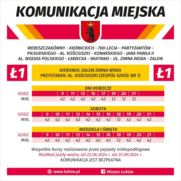 Ł1: rozkład jazdy od 22 czerwca 2024 r.