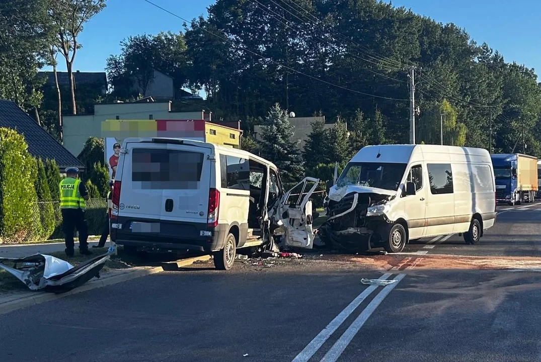Lubelskie: "Czołówka" dwóch busów. 7 osób trafiło do szpitali