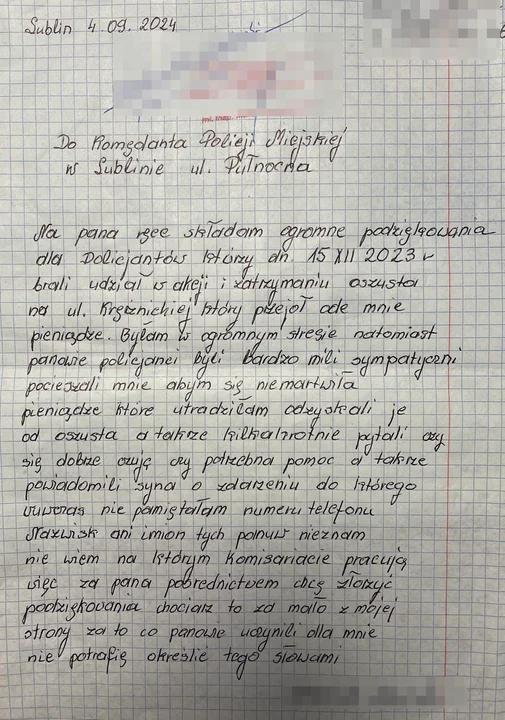 Lublin: Policjanci dostali podziękowania za zatrzymanie oszusta