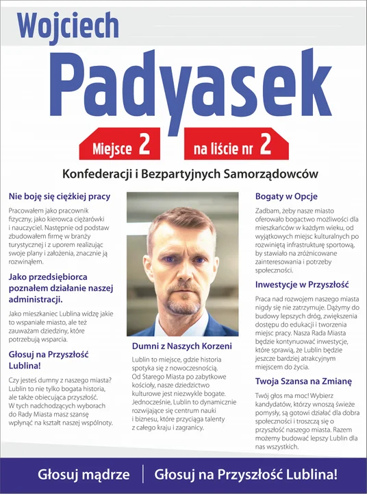 Wojciech Padyasek Miejsce 2 na liście nr 2 Konfederacji i Bezpartyjnych Samorządowców - Zdjęcie główne