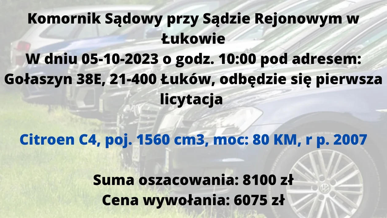 Licytacje samochodów - październik 2023 r