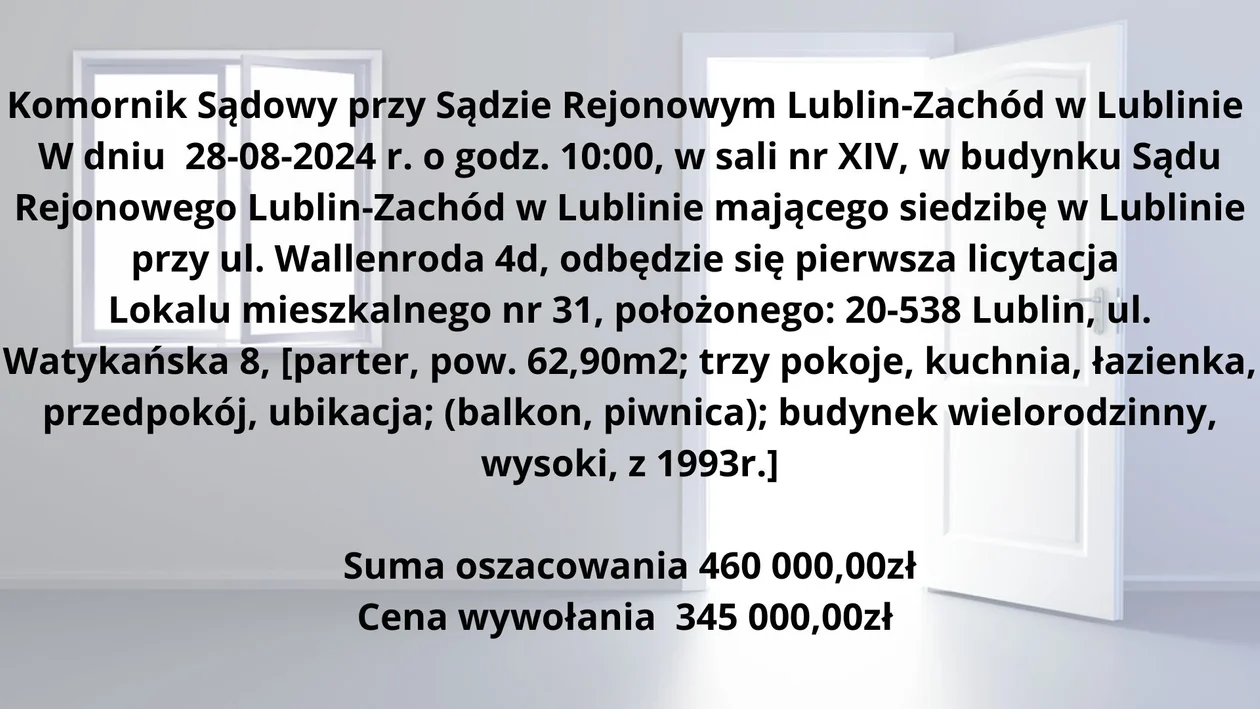 Licytacje mieszkań -  wrzesień 2024