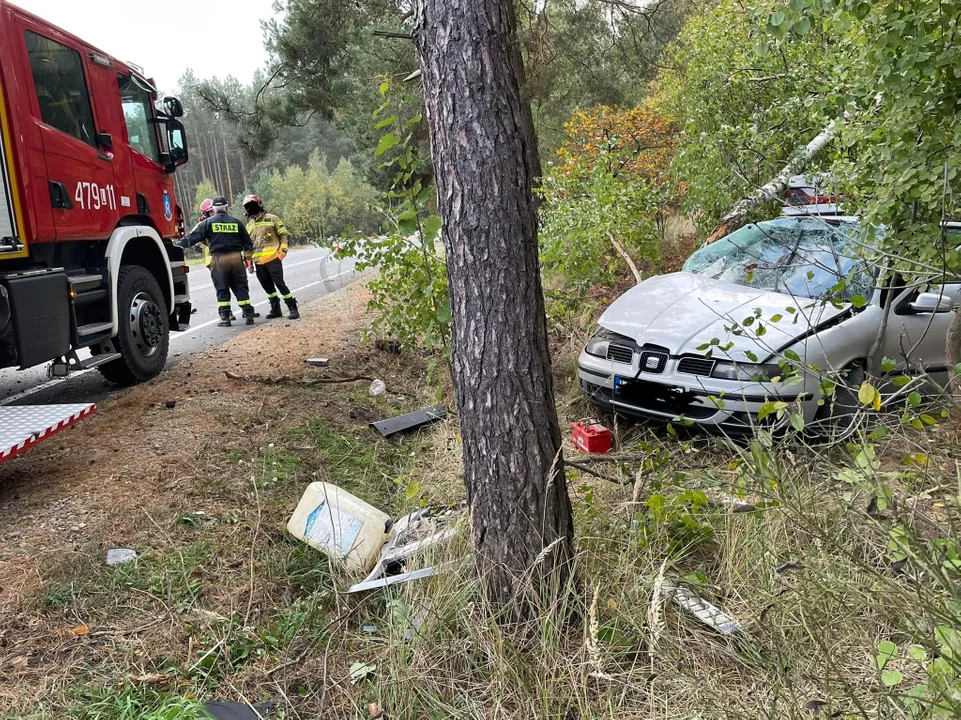 W gminie Krzywda 48-latek zginął po uderzeniu autem w drzewo. (zdjęcia wypadku z policji i straży pożarnej)