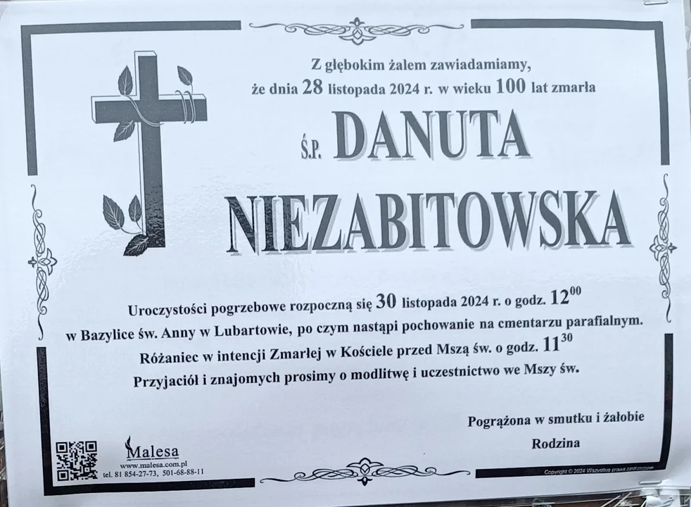 Zmarli z Lubartowa i okolic w drugiej połowie listopada