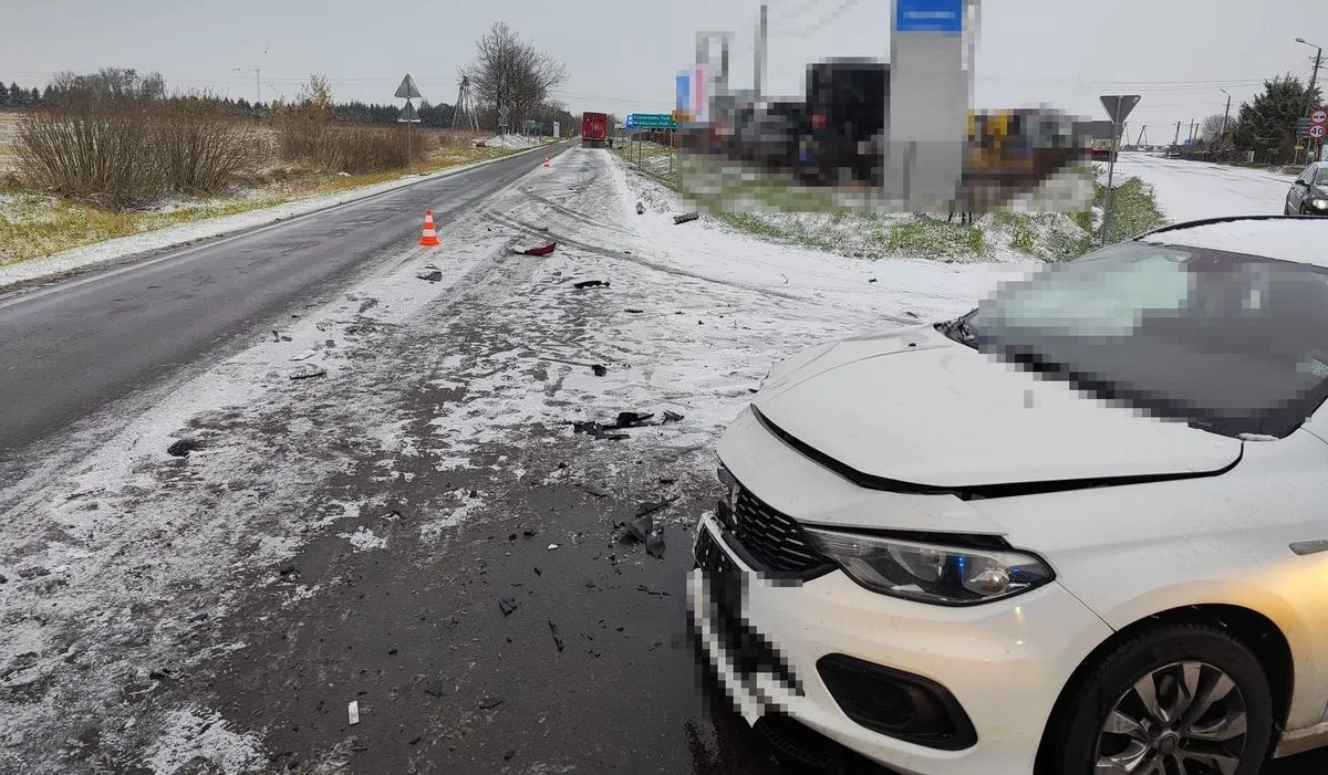 Powiat parczewski: Śnieg na drogach przyczyną dwóch kolizji. Jedna osoba w szpitalu