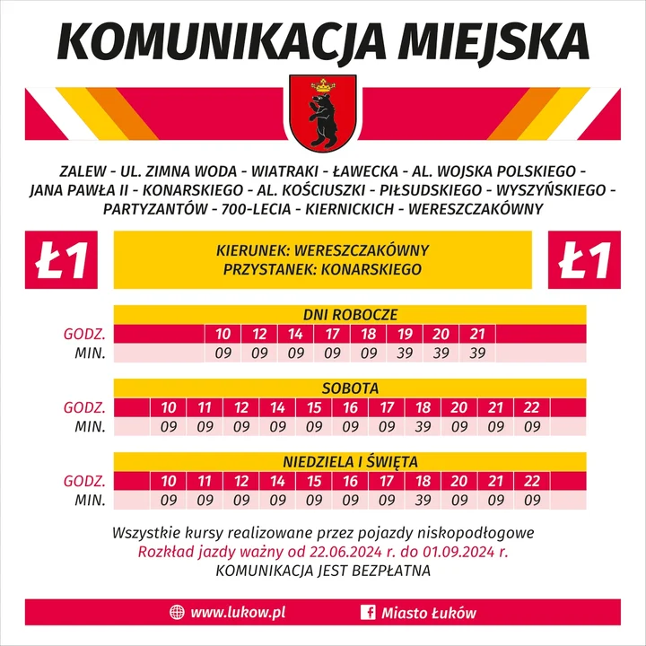 Ł1: rozkład jazdy od 22 czerwca 2024 r.