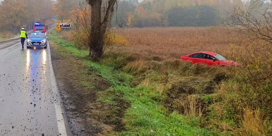 Powiat radzyński: Osobówka wjechała do rowu i dachowała. Wśród rannych dzieci