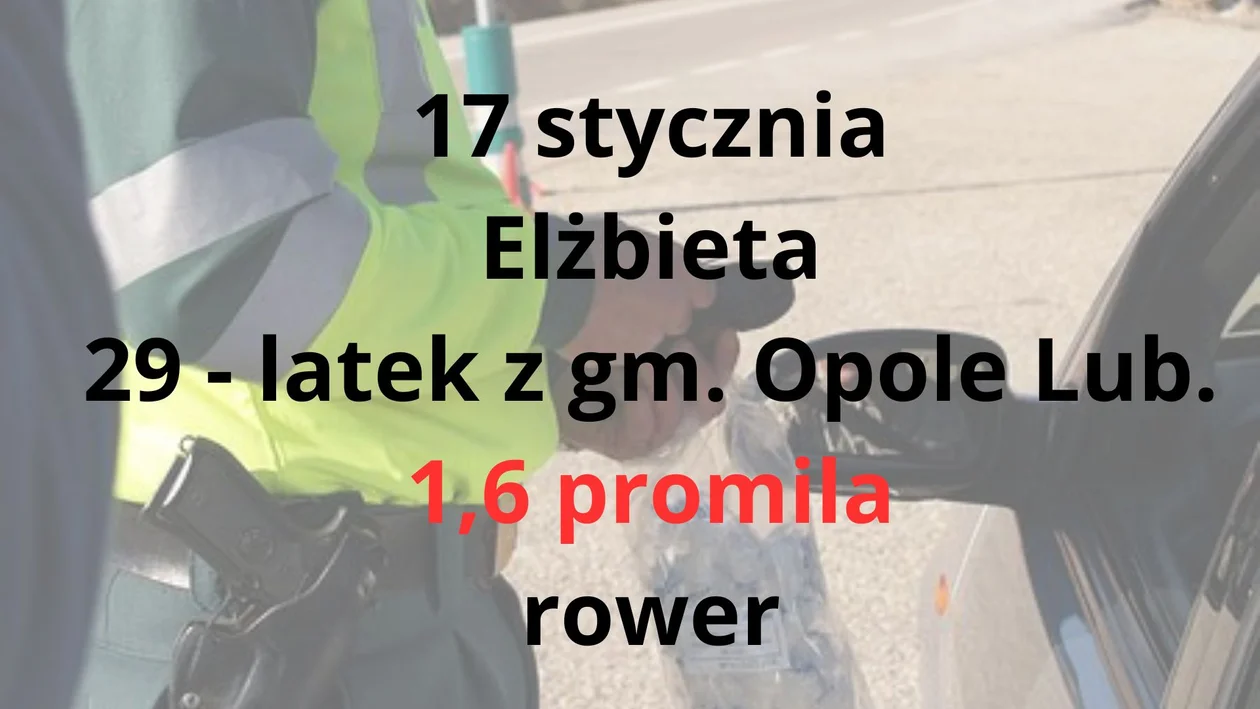 Nietrzeźwi kierujący z powiatu opolskiego ( styczeń 2024 r.)