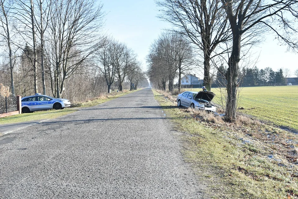 Powiat bialski: Samochód wpadł w poślizg i uderzył w drzewo