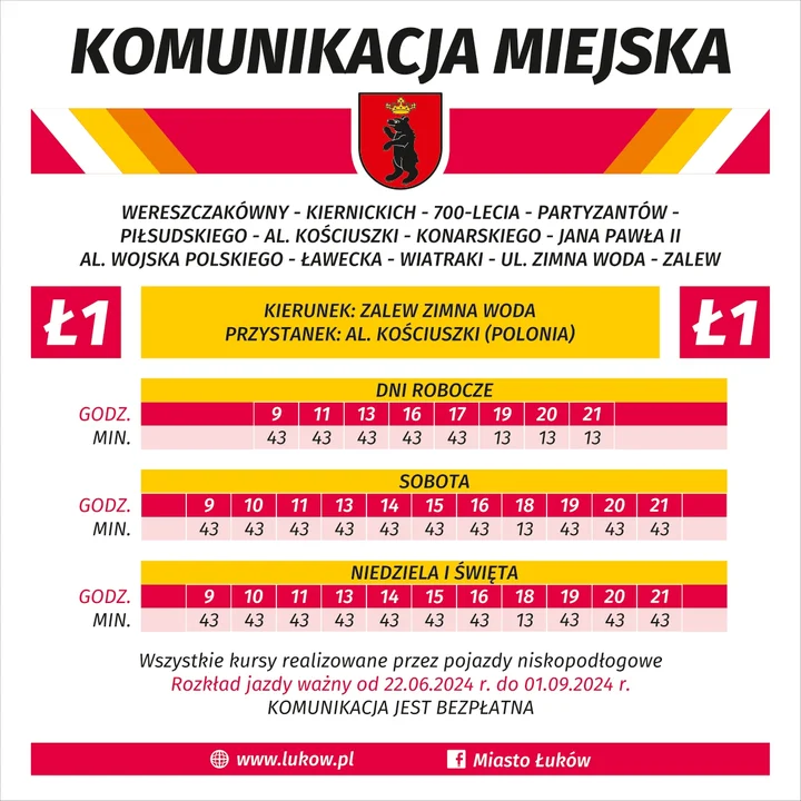 Ł1: rozkład jazdy od 22 czerwca 2024 r.