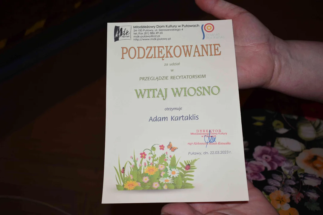 Przegląd Recytatorski "Witaj Wiosno" w MDK w Puławach