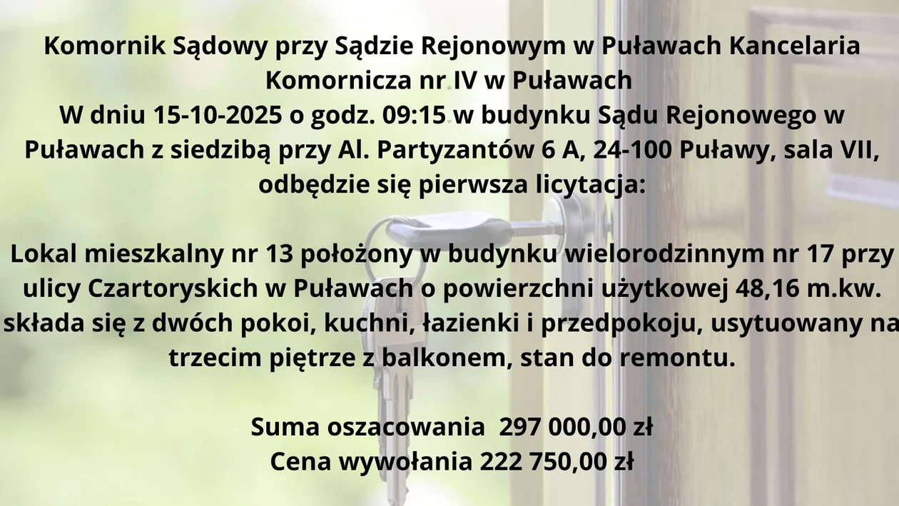 Licytacje mieszkań ( październik -  listopad)