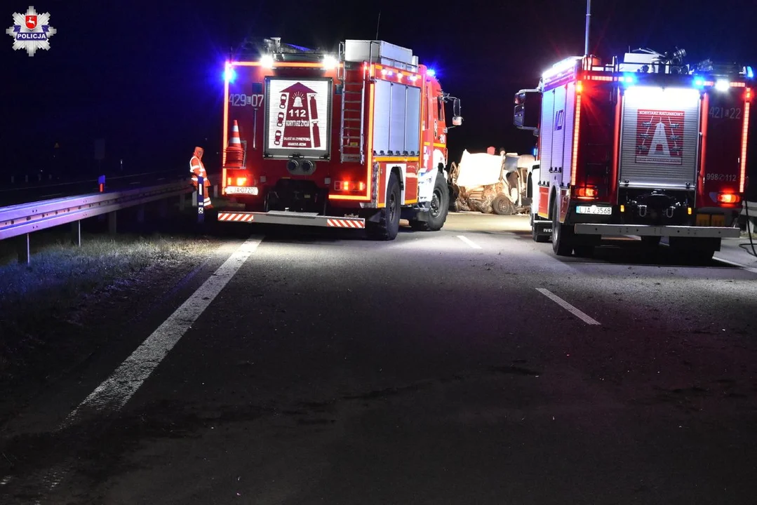 Lubelskie: Nocny wypadek na ekspresówce, 2 osoby nie żyją, 1 ranna. Nowe informacje
