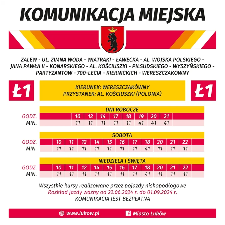 Ł1: rozkład jazdy od 22 czerwca 2024 r.