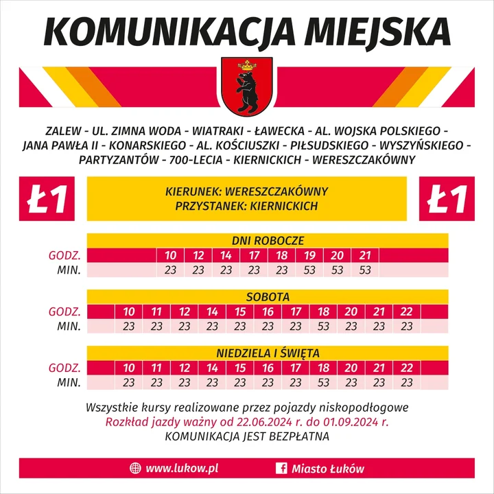 Ł1: rozkład jazdy od 22 czerwca 2024 r.